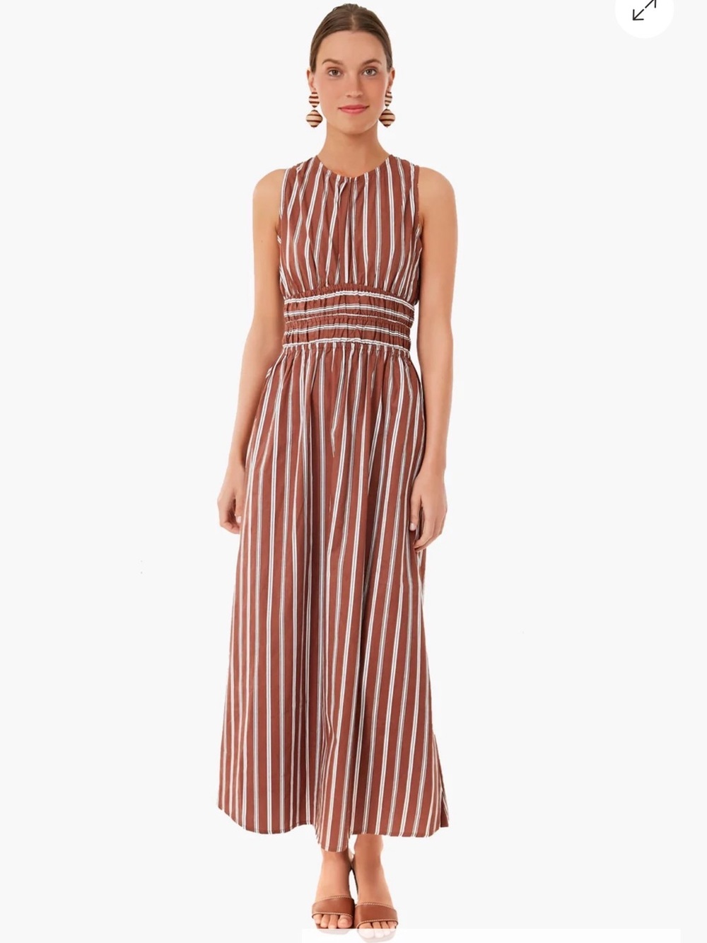 Faithfull the Brand Cinnamon Maya Stripe Jean Midi Dress